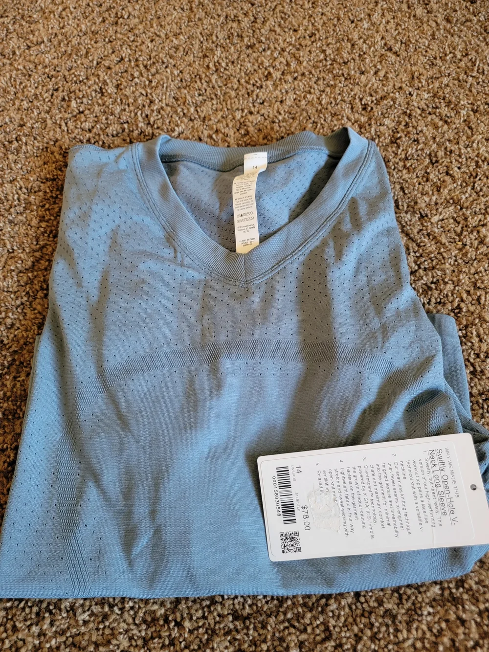 lululemon athletica Women's Swiftly Open Hole Long Sleeve V-Neck Top Size 14